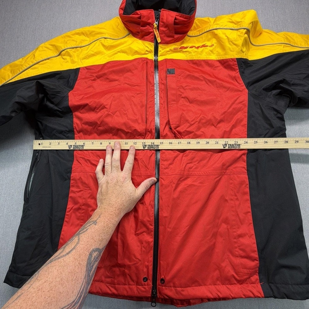 VTG 90s DHL Service Wind Breaker Jacket Men's 2XL Removable Hood Reflective - Picture 5 of 6